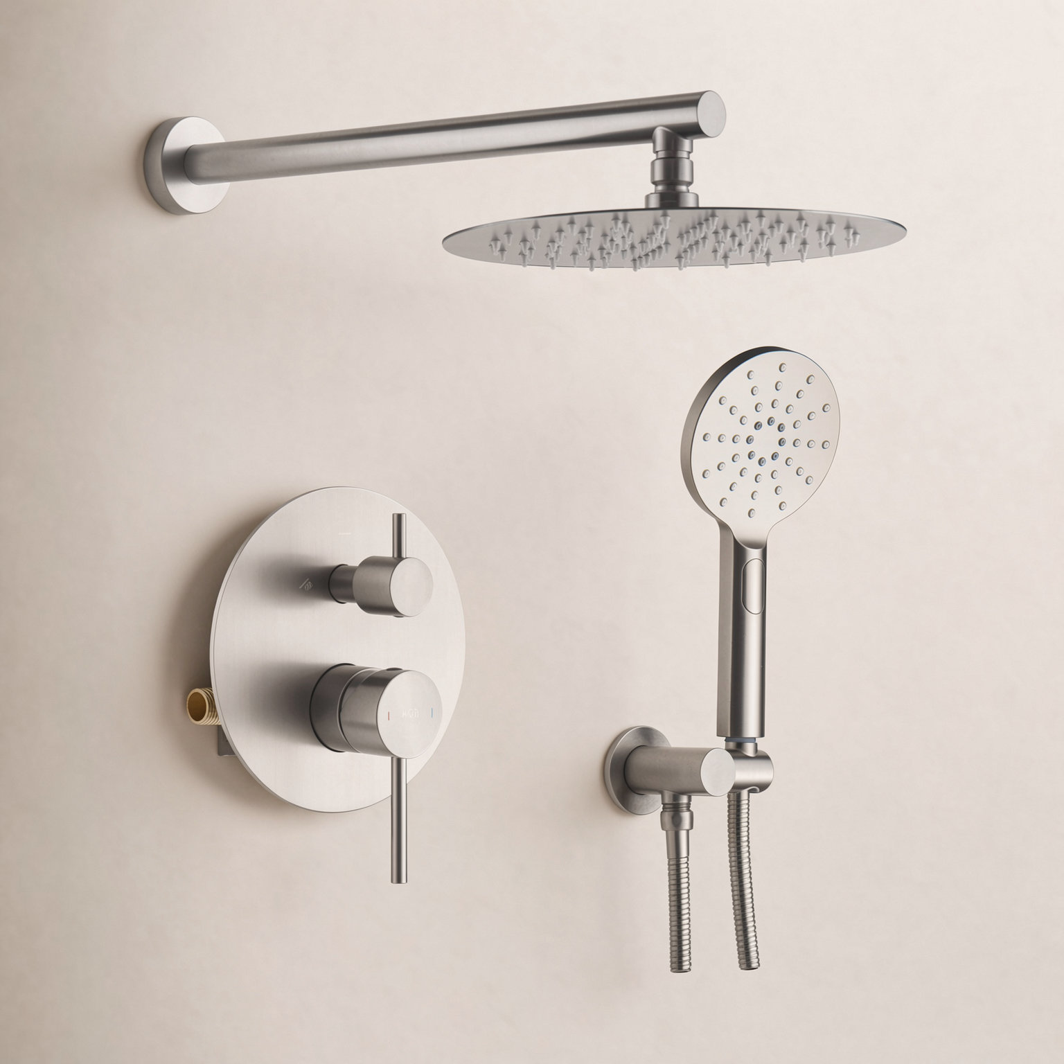 Circular Shower Faucet with Rough-in Valve, Brushed Nickel