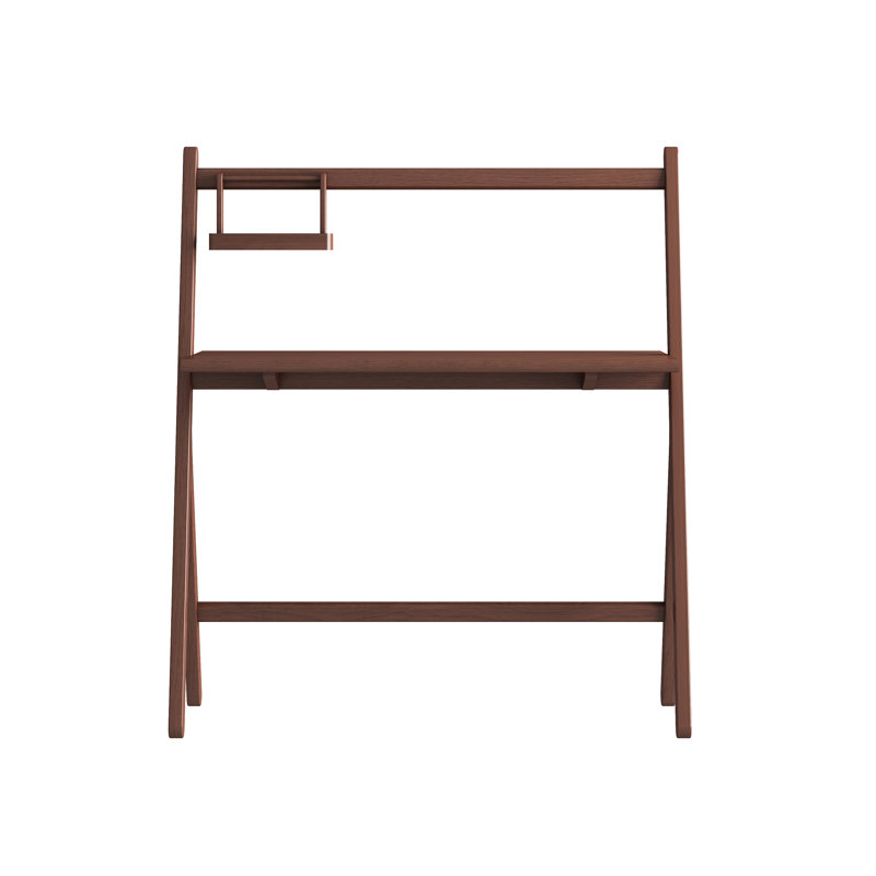 Solid Wood Desk–40” Modern Wooden A-frame Writing Desk With Storage