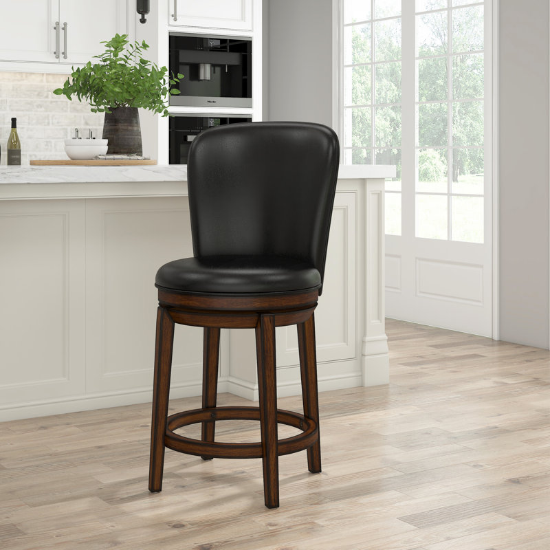 Atterbury Swivel Upholstered Faux Leather Counter Stool, Counter Stool (27" Seat Height)