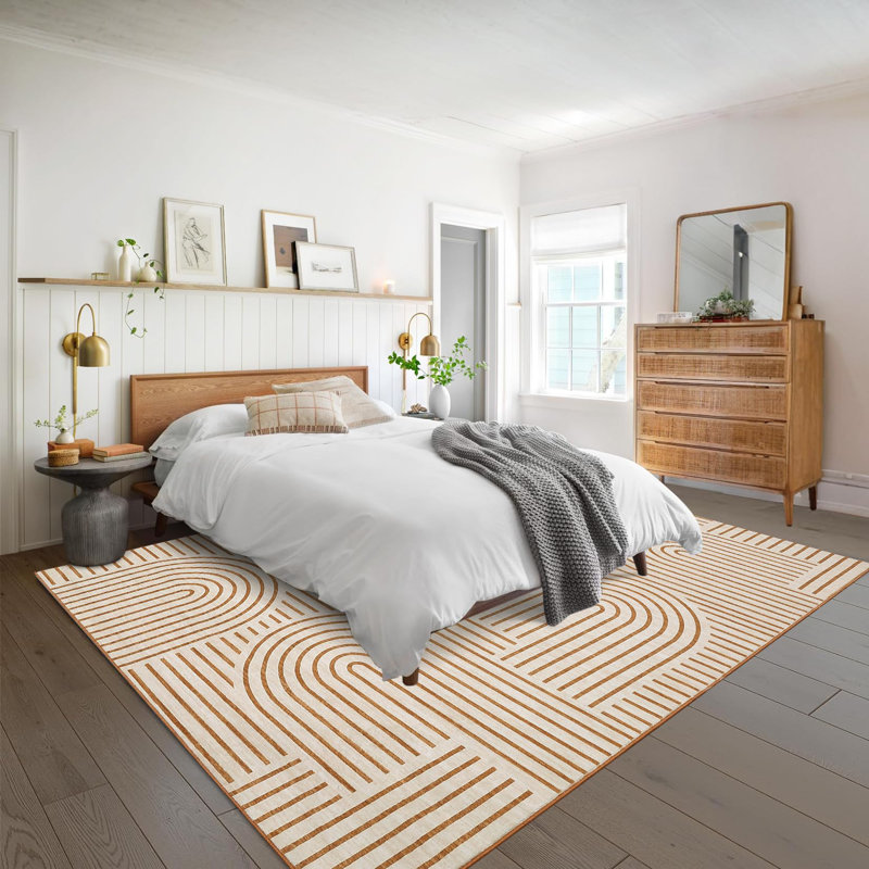 Rectangle Striped Area Rug, Orange, 80*150cm