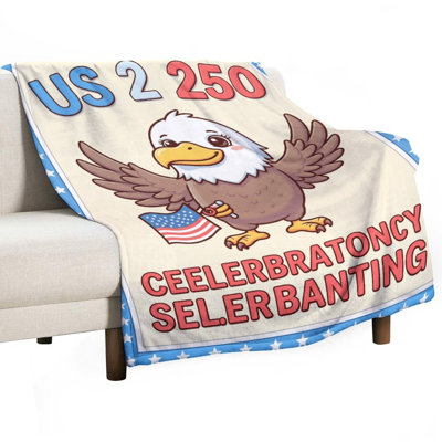 Us Two Twenty Five Zero Eagle Holding Flag Luxury Flannel Throw Blanket, Soft Warm Fuzzy Blanket for Living Room Sofa Bed Home Decor