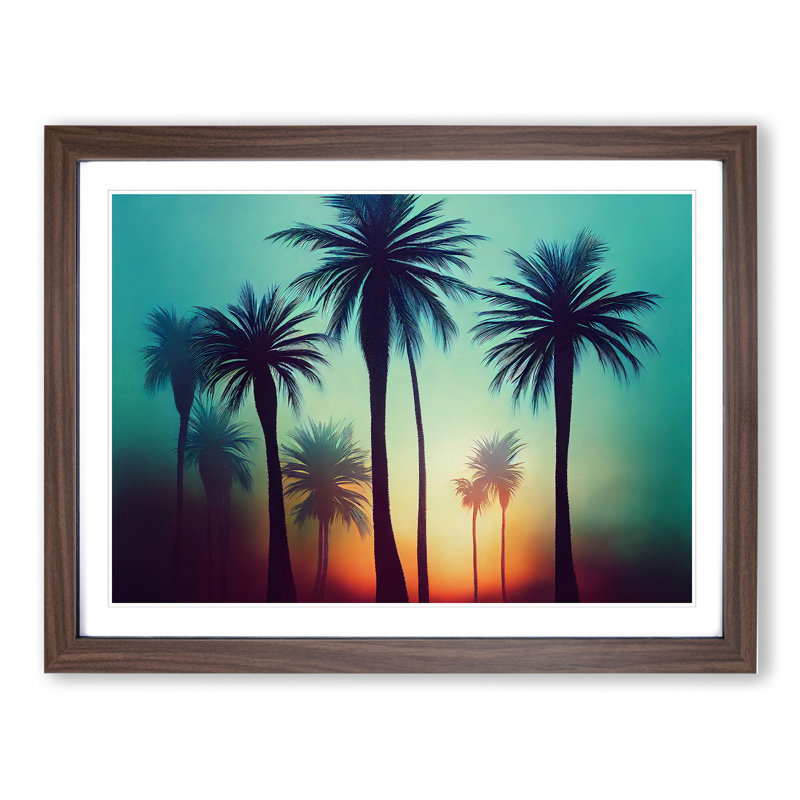 Delicious Palm Trees 1 Piece Single Picture Frame Painting, 34cm H x 46cm W x 2cm D, Walnut