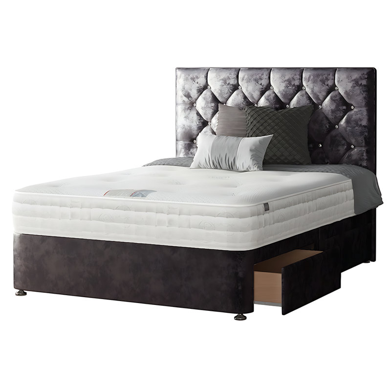 Eberhardt Divan Bed Base, Amethyst, Double (4'6), 2 Foot-end Drawers