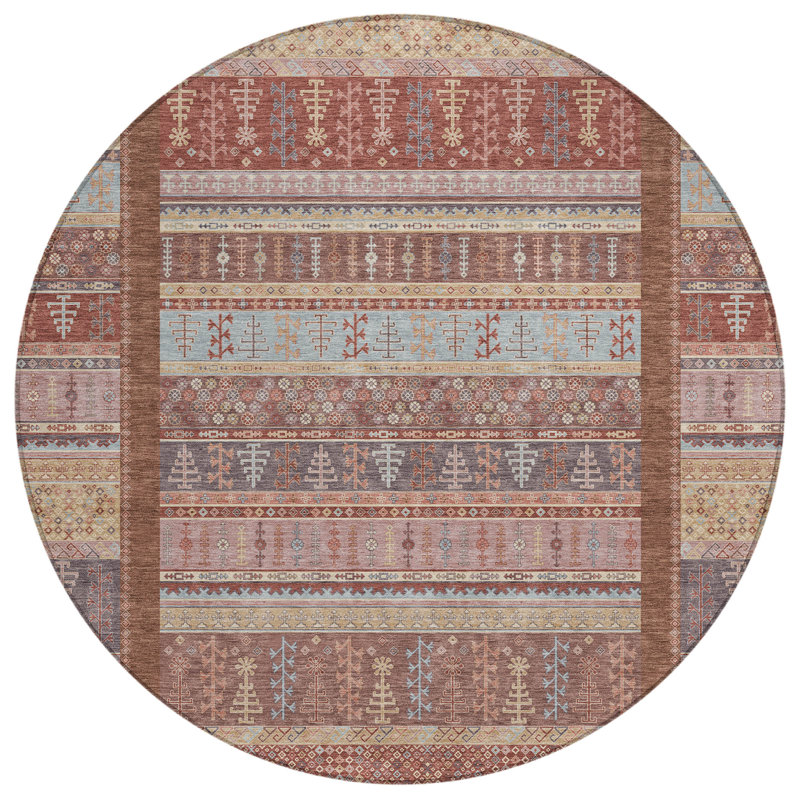 Machine Washable Indoor/Outdoor Meredith ACN2160 Striped Rug, Rectangle 1'8" x 2'6"