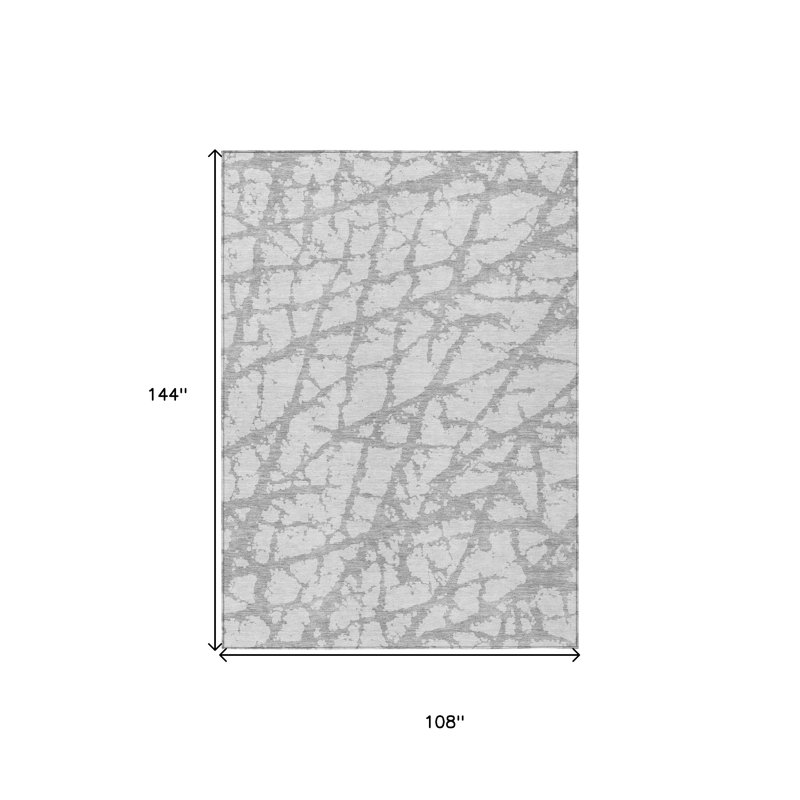 Tapis extérieur lavable abstrait argenté 9 pi x 12 pi