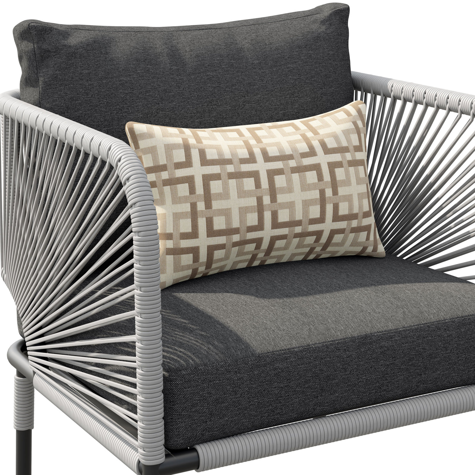 Acklin Patio Chair with Cushions, Gray, Gray