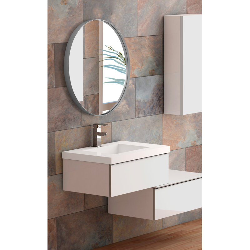 Miroir de salle de bain Birkbeck, 30 po x 30 po, Gris