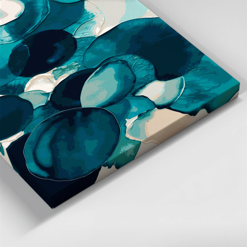 Abstrait aquarelle sur toile bleue 76, H 18 po x l 12 po