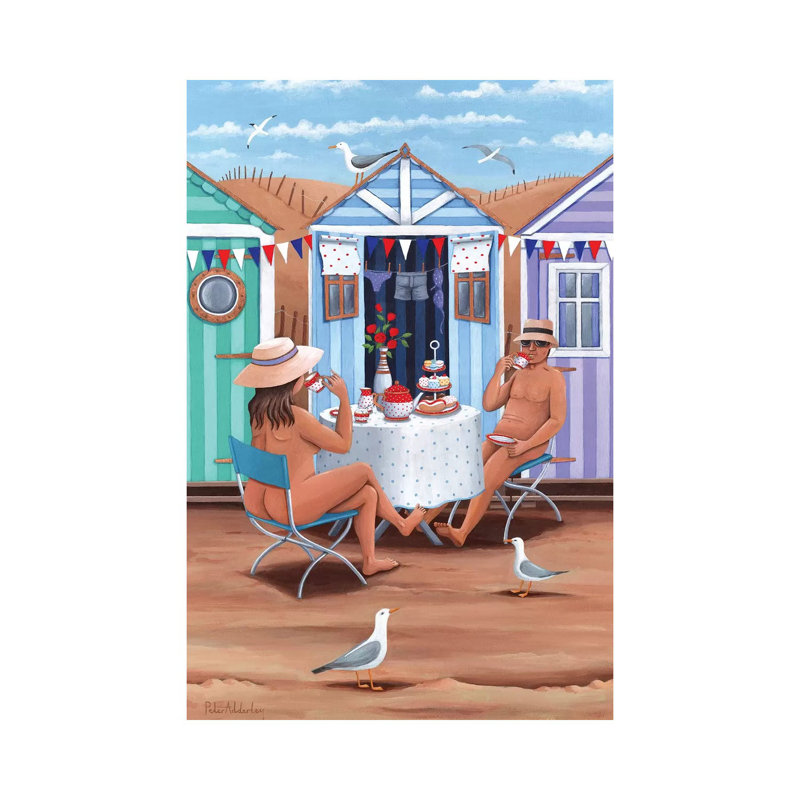 Beach Huts Afternoon Teas by Peter Adderley - Print on Canvas, 66.04 cm H x 45.72 cm W x 1.91 cm D, Wrapped Canvas