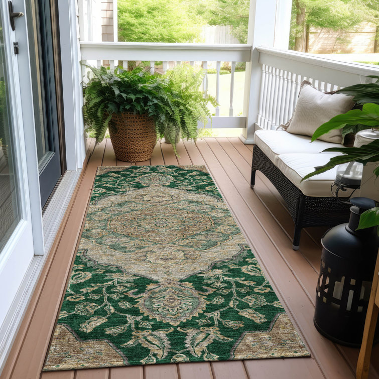 Machine Washable Indoor/Outdoor Cicel ACN1151 Emerald Rug