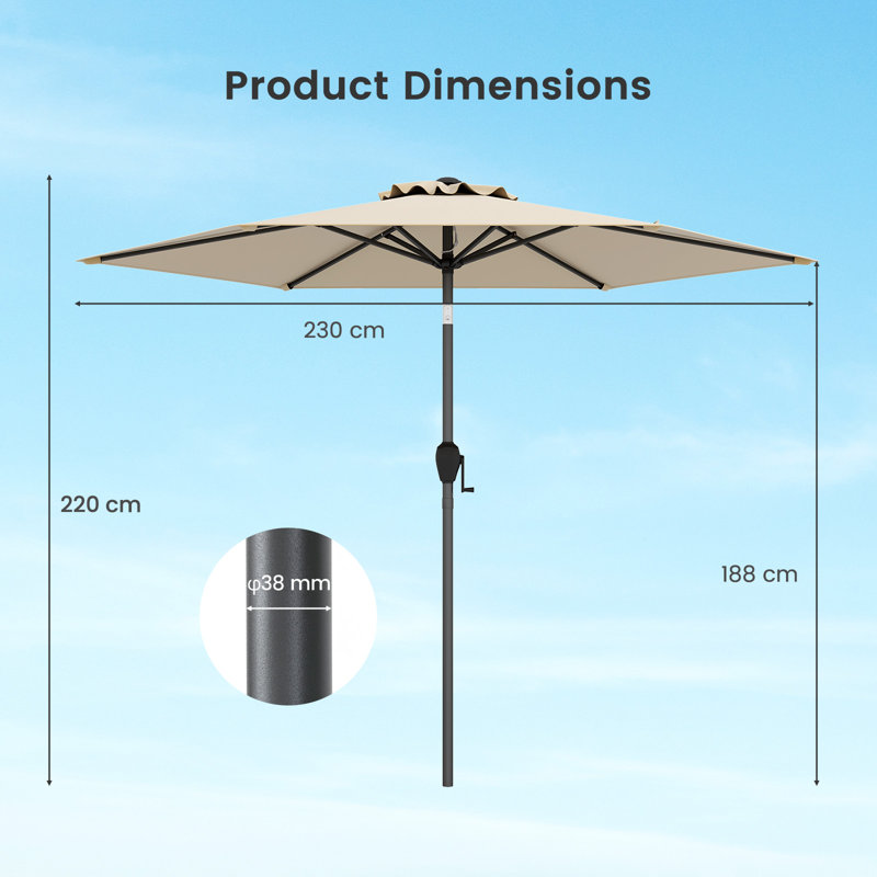 230cm Tilt Market Parasol, Beige