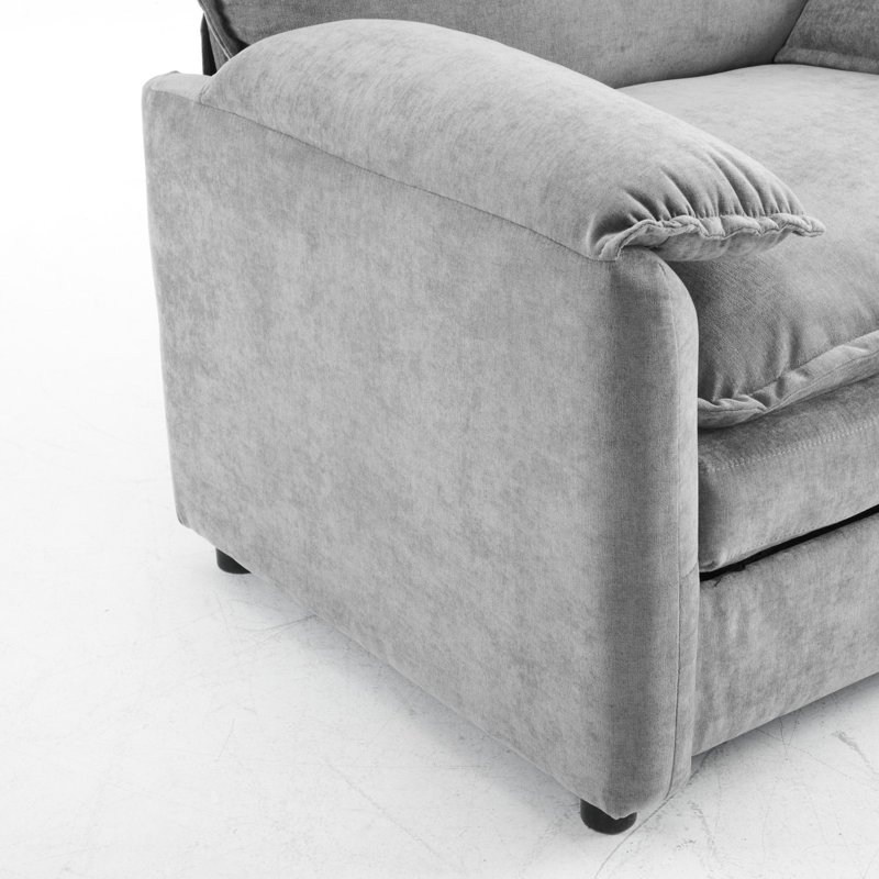 Fauteuil de lecture surdimensionné en chenille avec structure métallique et sièges d'appoint spacieux et ressorts de soutien