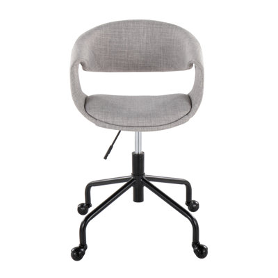 Chaise de travail noire et blanche en similicuir avec base en métal