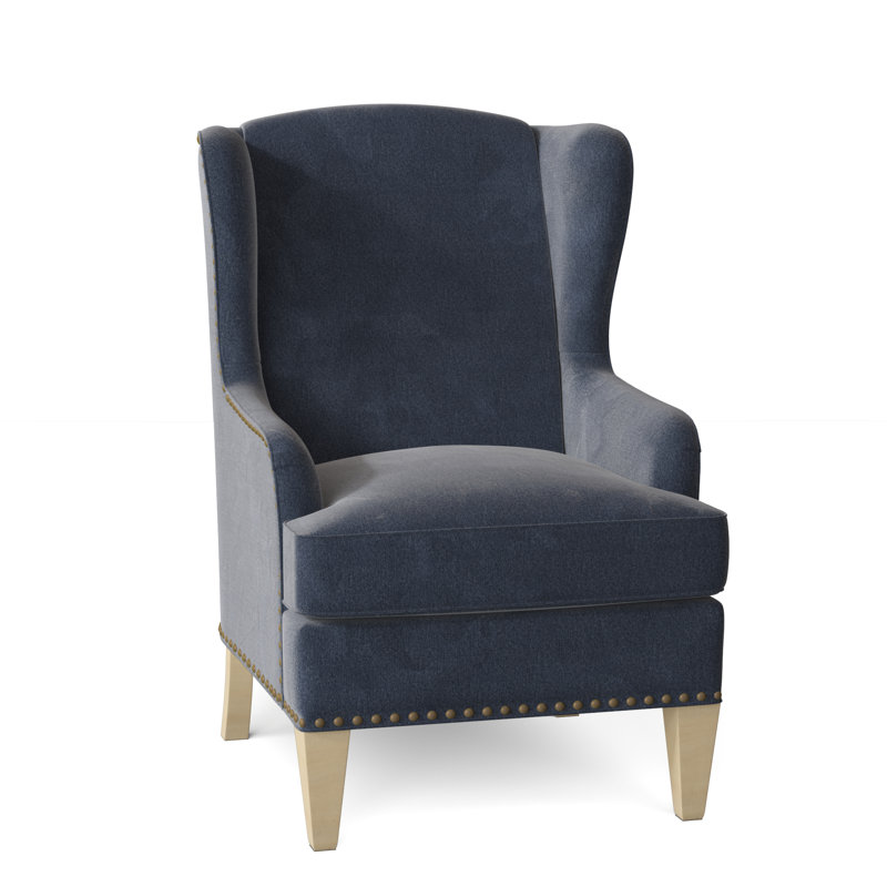 Fauteuil à oreilles Goyito, Velours performance bleu marine Tweetie 22, Manhattan, Non