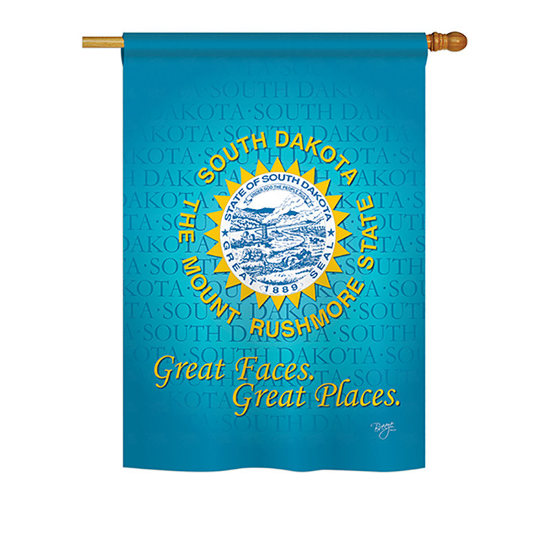 Drapeau de maison en polyester à 2 côtés US State, H 18,5 po x l 13 po, Dakota du Sud