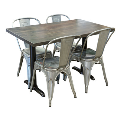 4 - Person Solid Wood Top Double Pedestal Dining Set