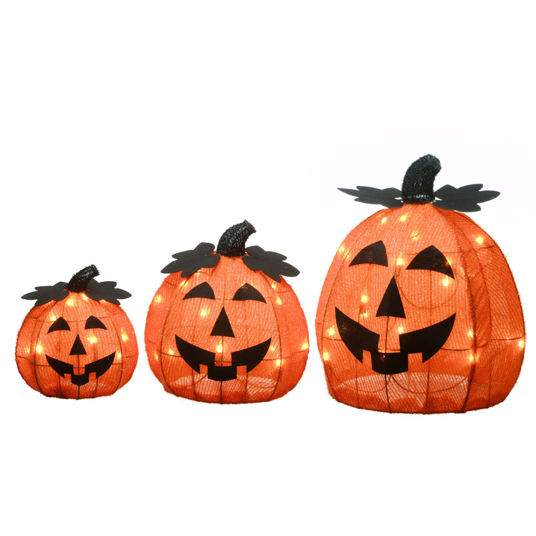 15" Pre-Lit Jack-O-Lantern Halloween Trio The Holiday Aisle®