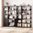 5 Tier Bookshelf with Doors - 71.1" Industrial Display Standing Shelf Rak with Open Shelves & Metal Frame, Bookcase with Adjustable Shelf, Black-1921290286