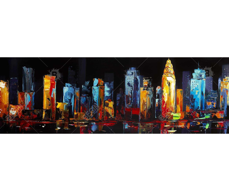 Colorful Abstract Cityscape Canvas | Contemporary Home Decor