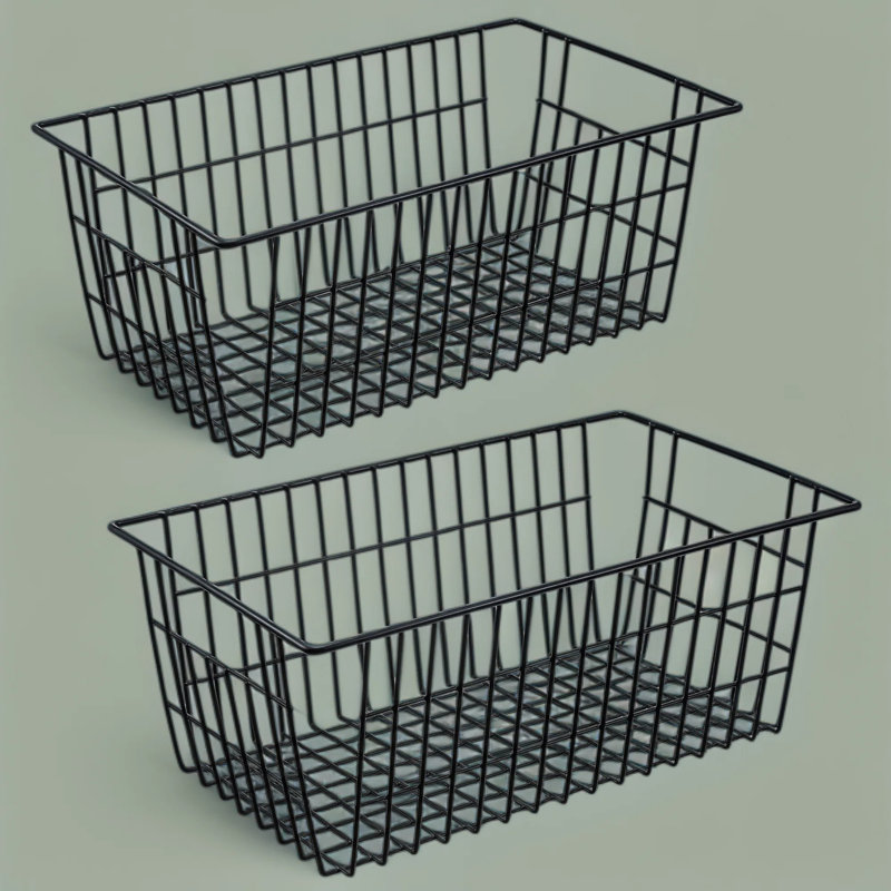 Ensemble de 2 paniers de rangement pour congélateur, bacs de rangement grillagés avec poignées pour la cuisine, le garde-manger, l'armoire, le placard et l'organisation de la salle de bain