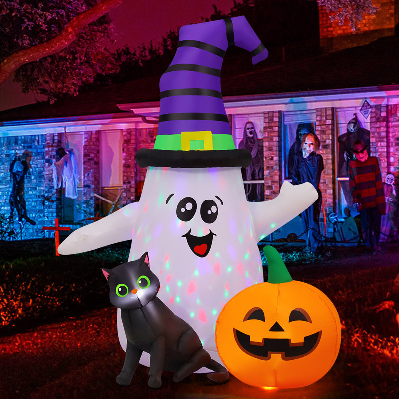 Halloween gonflable fantôme d'Halloween gonflable avec chat et citrouille