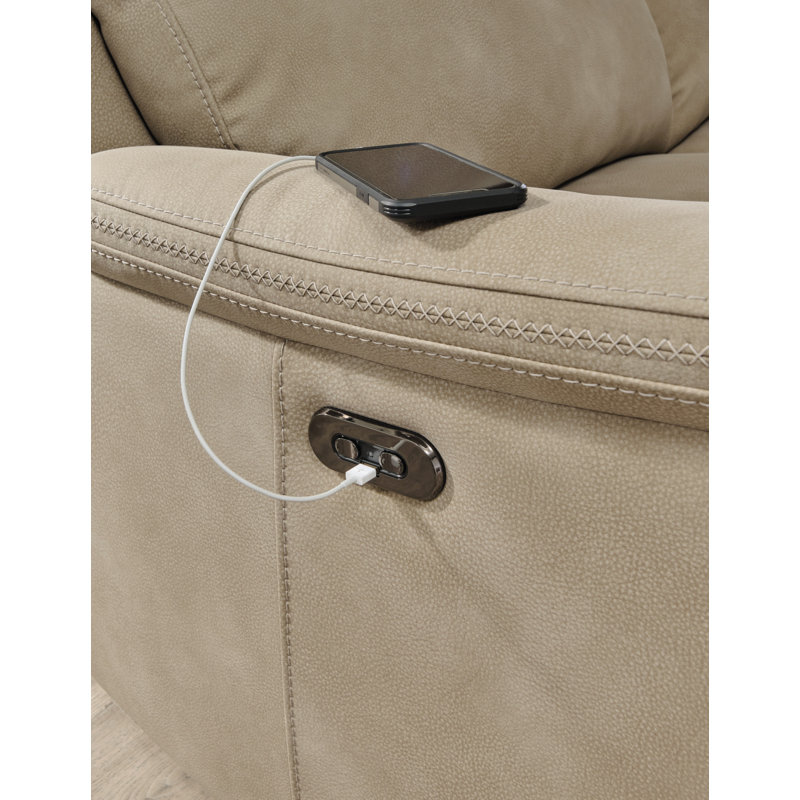 Causeuse inclinable 79,5 po en similicuir Gordils, Similicuir beige sable