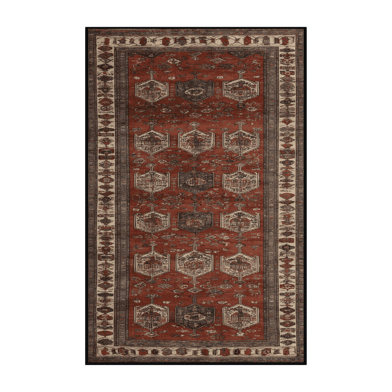 Tapis brun turc lavable à la machine, Tapis de couloir 2 pi x 4 pi