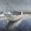 Impression d'un bateau de pêche bleu sur toile