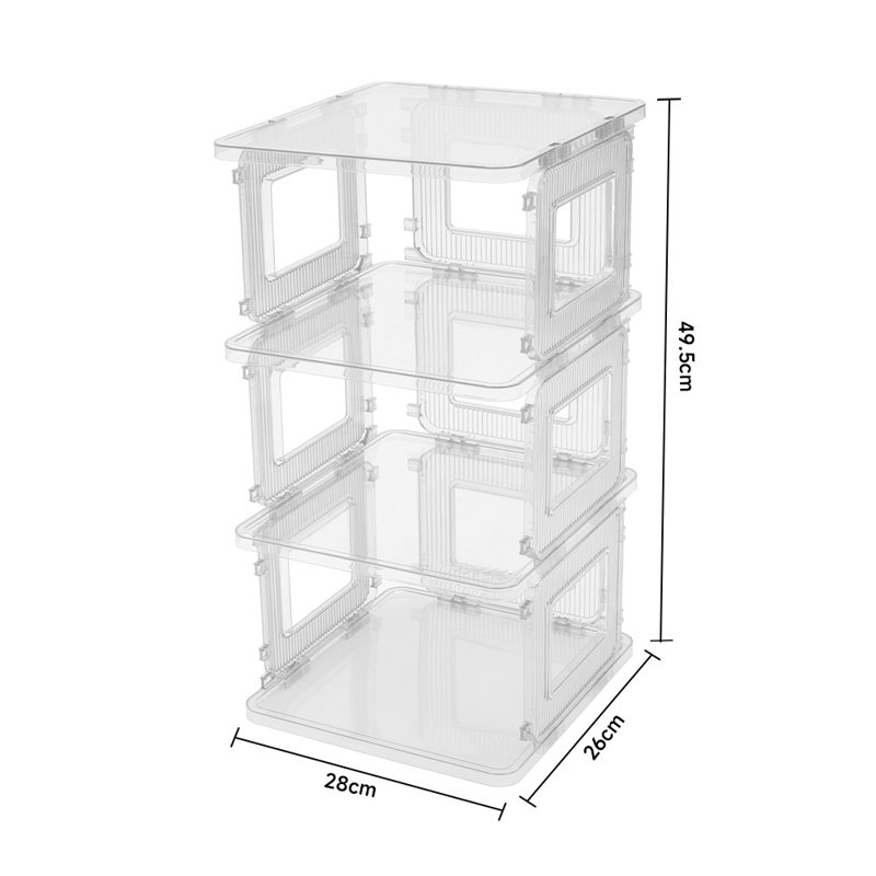 3 Pair Stackable Shoe Rack, Transparent