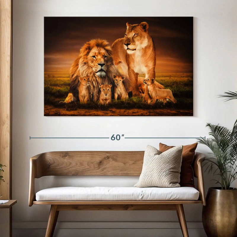 Famille de lion, H 34 po x l 51 po