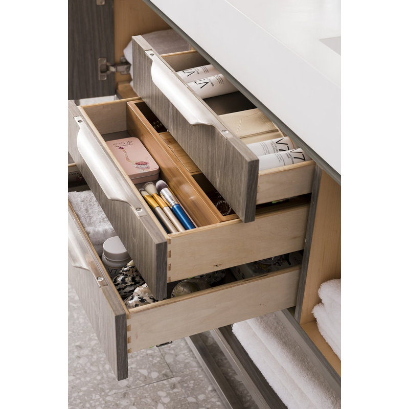 Columbia 59'' W Double Vanity, Matte Black, Latte Oak, White