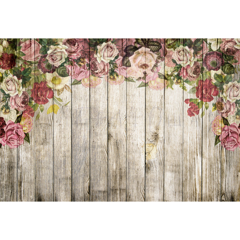 Murale fleur de fleurs en bois Authement, L 114 po x l 204 po