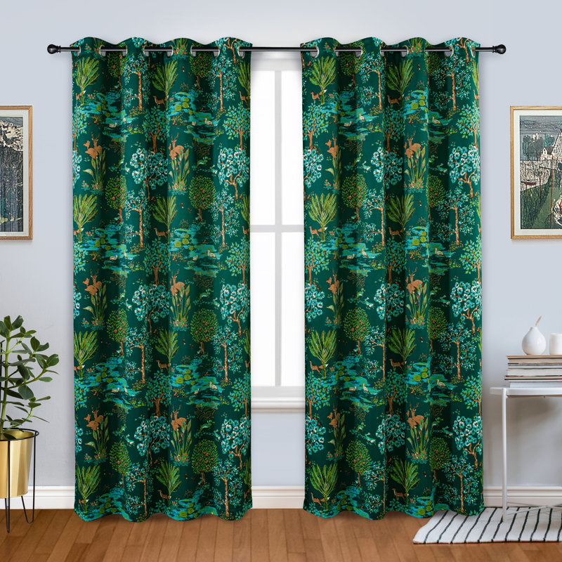 Ellon Animal Forest Curtains for Bedroom  Room Darkening Unlined Tropical Jungle Thermal Window Drapes Watercolor Woodland Tree Pattern Grommet 2 Panels