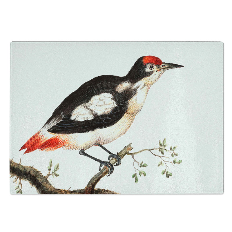 Glass Lesser Spotted Woodpecker by A.B. De Boodt Chopping Board, 39 cm W x 28.5 cm L