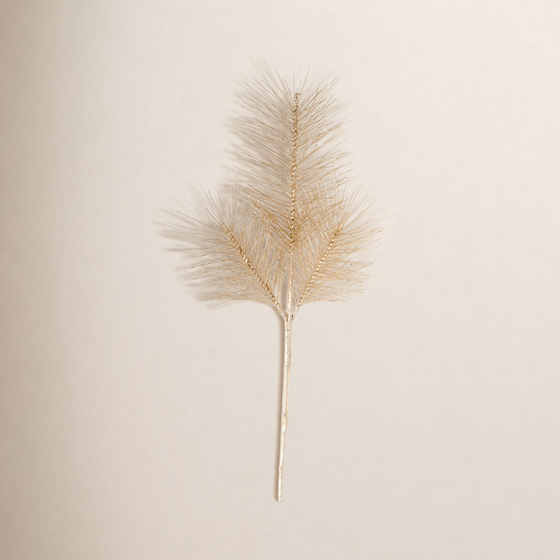 Couleur: aiguille de pin artificielle en plastique 10 po avec tige métallique (ensemble de 6), Champagne