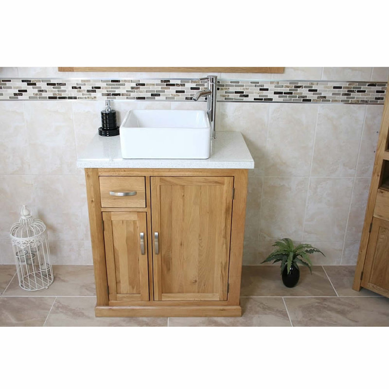Defreitas 751 mm Freestanding Single Vanity with Vessel Ceramic Basin, White