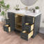 Ensemble de meuble-lavabo simple 48 po en bois massif avec comptoir à surface solide, armoire de bain pré-assemblée gris foncé
