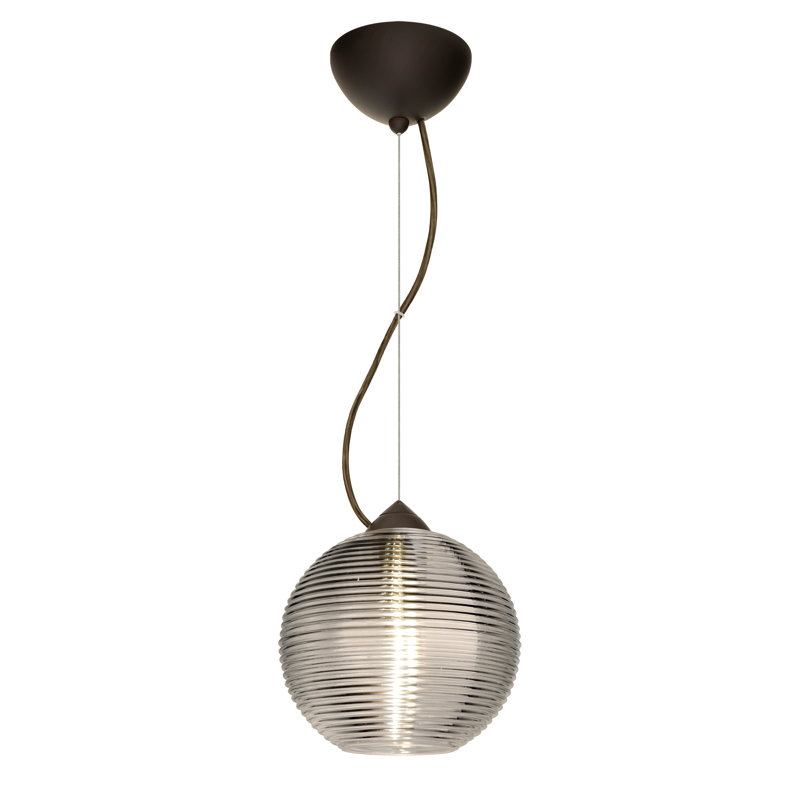 Luminaire sphère suspendu 1 lumières simple Kristall, Bronze brossé, Fumée