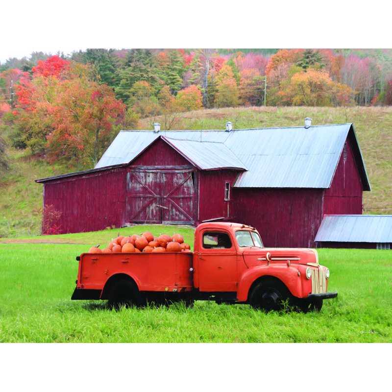 «Pumpkin Truck» par Lori Deiter, reproduction sur toile, H 18 po x l 24 po