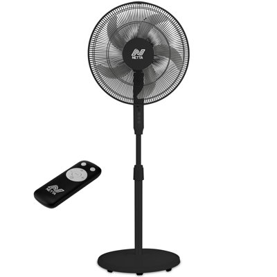 NETTA 16″ Pedestal Fan with Remote Control, 3 Speeds, 7‑Hour Timer & Oscillation, Adjustable Height