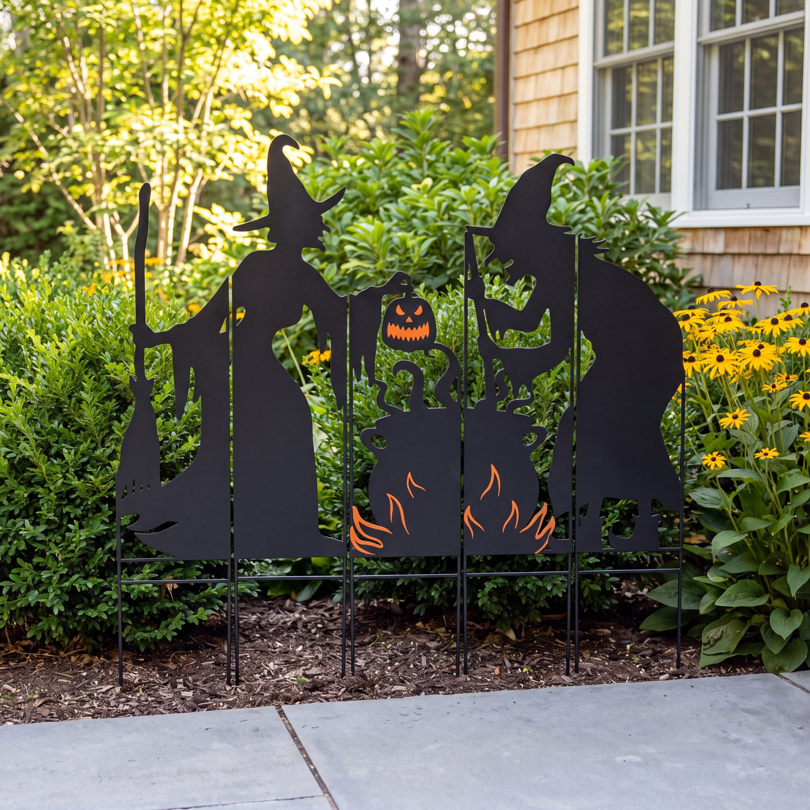Halloween Witches Cauldron Garden Stake