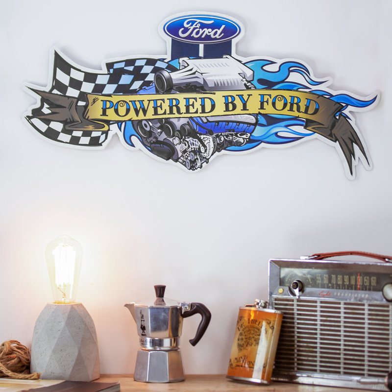 Powered by Ford Blue and Black Metal Wall Decor