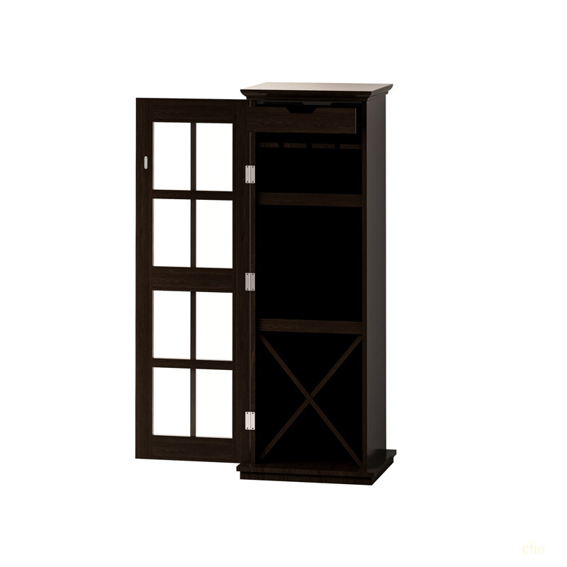 Armoire à vin moderne avec porte en verre à trois couches, avec tiroir et support à vin en forme de X, pour le salon, la cuisine, la salle à manger, le bar