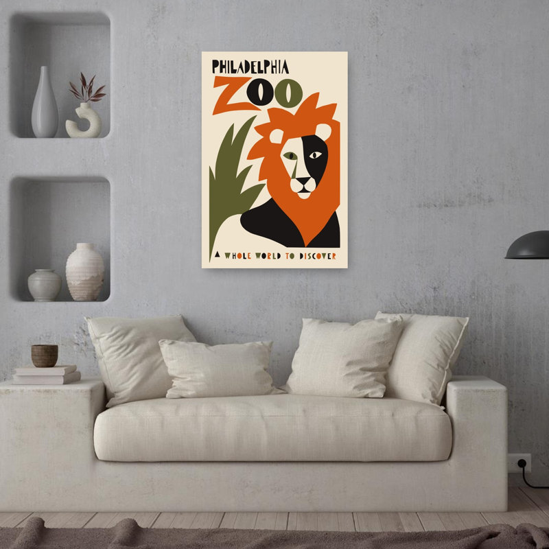 Philadelphia Zoo Lion Abstract Bold Modern Cat Lion Nature Wall Art Print by Patryk Krygowski - Wrapped Canvas Print