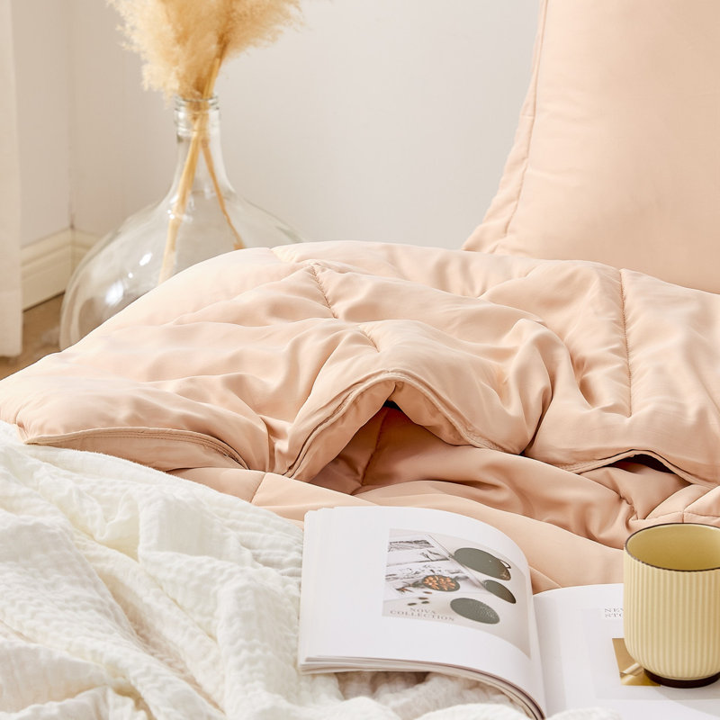 Coma Inducer Hot Days Cool Nights Oversized Comforter Set, Queen Comforter + 2 Standard Shams,  Apricot