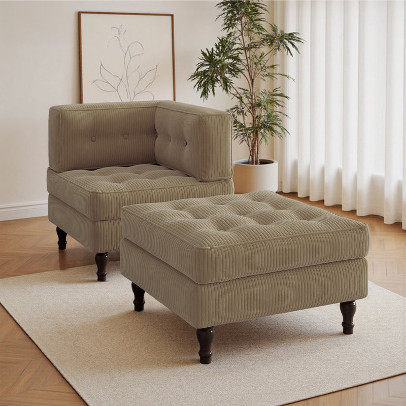 Upholstered Chaise Lounge, Camel