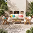 Merritt Outdoor 5-Person Acacia Wood Conversation Set With Water-Repellent Cushions