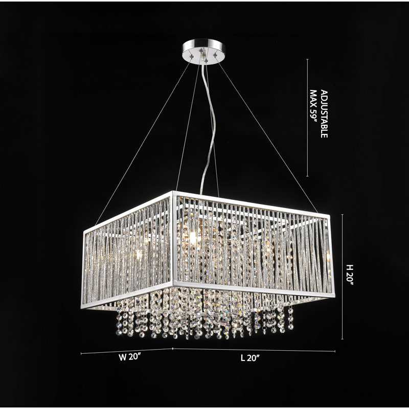8-Light Chrome Chandelier With Clear Crystal Dropping