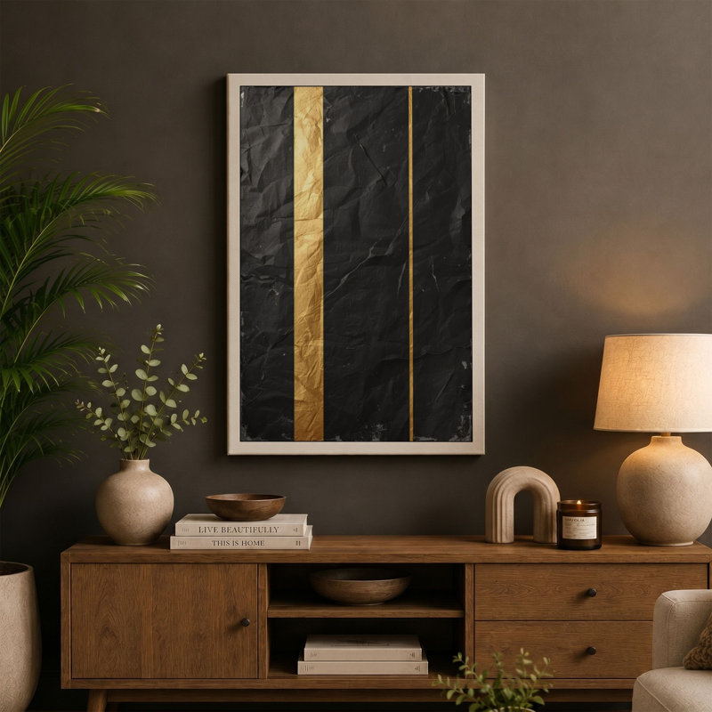Stone and Gold Industrial - Wrapped Canvas, 18x12 - 45.7 x 30.5 cm, Ochre Border