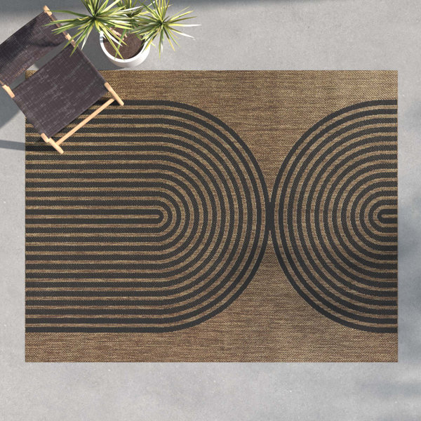 AllModern Sophia Flatweave Black/Brown Indoor/Outdoor Rug & Reviews ...